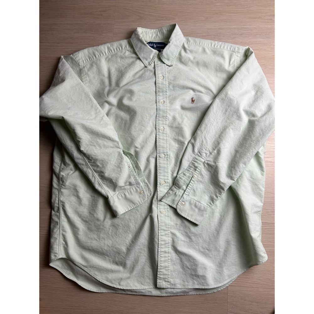 Vintage Ralph Lauren Blake Mens XL Oxford Shirt Light Mint Green Button Down